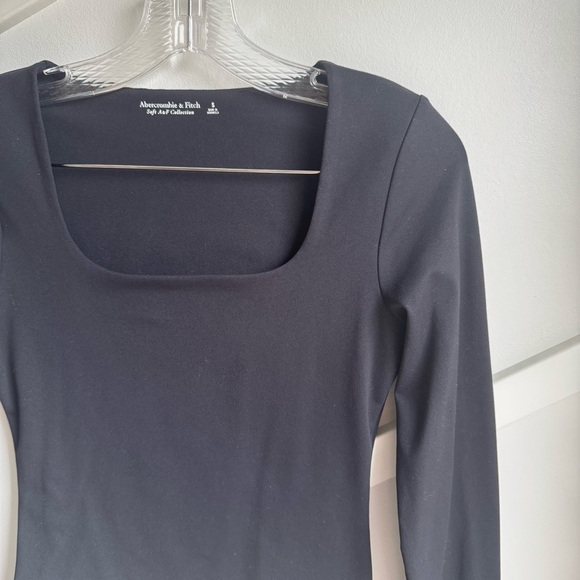 Abercrombie&Fitch Long-Sleeve Squareneck Corset Bodysuit Black size S - Picture 9 of 10